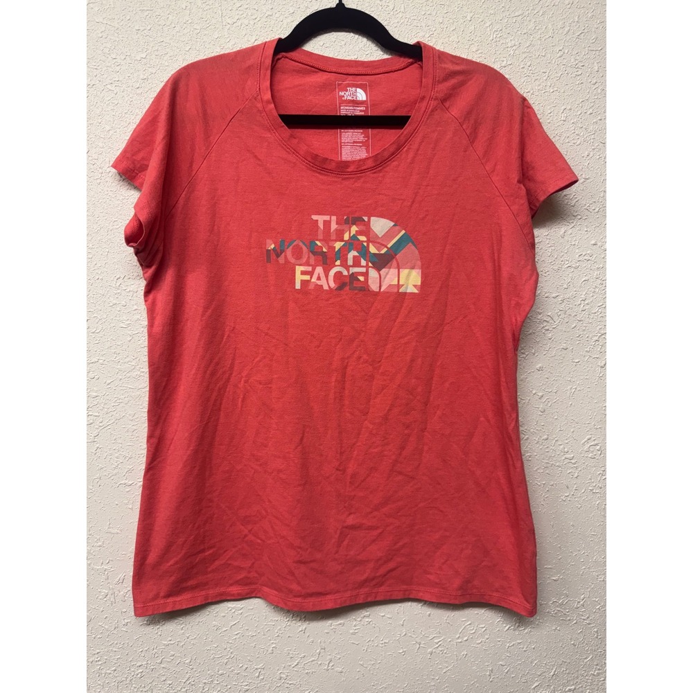 The North Face Womens XL Red Graphic Tee Slim Fit Cotton Blend Short Sleeve Tee